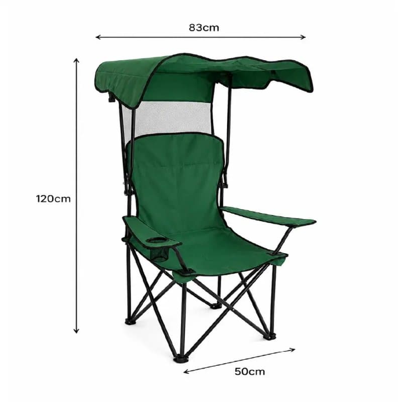 Portable Folding Camping Chair with Sunshade Canopy & Cup Holder
